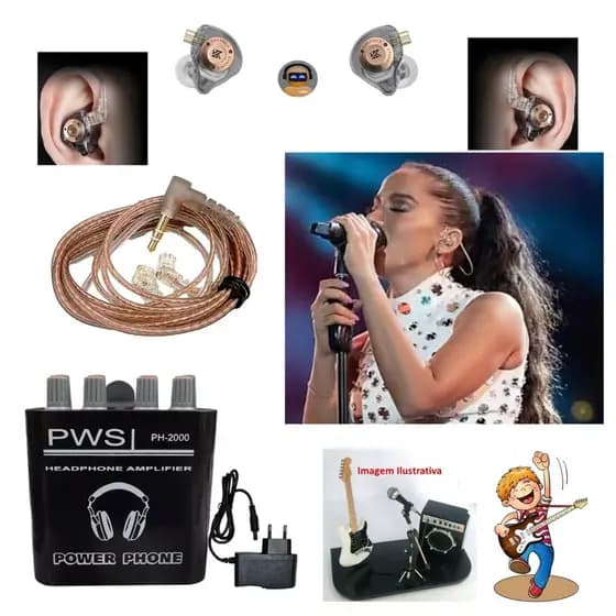 Retorno de Palco Com Fio Para Musico Tecladista Baixista Guitarrista Back-Vocal Personal Monitor