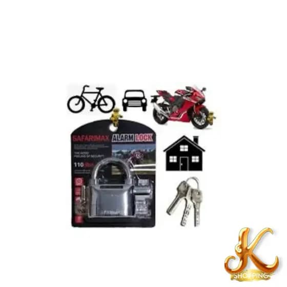 Cadeado Sistema Alarme Prevenção Antifurto Chave Anti Mixa Corte  Laser Para Moto Alça Curta Kimbar
