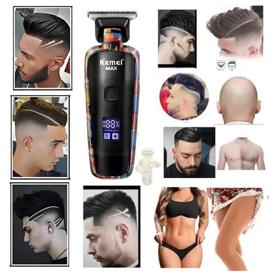 Maquina de cortar cabelo e acabamento Aparador de Pelos  recarregável sem fio Kemei MAX5090