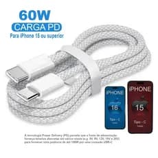Cabo Original Para iPhone 16 iPhone 15 Para carregamento e Transferencia de Dados 2M