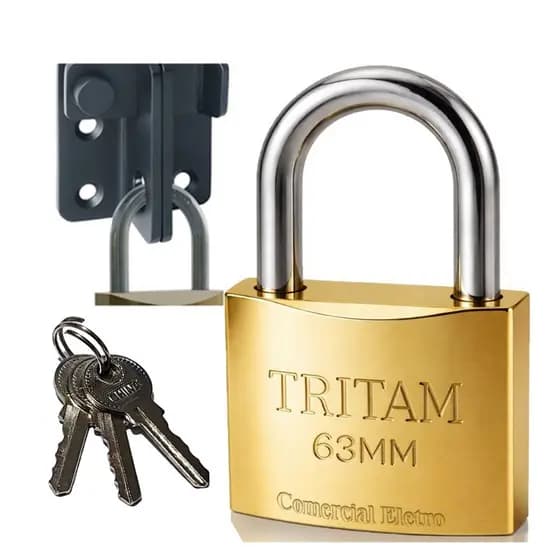 Cadeado Tritan 63mm Proteção Antifurto Para Estoque Armazem Garagem Portão Corrente