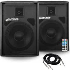 Kit 2 Caixa Som 500w Rms 12 Polegadas Ativa Amplificada Passiva Profissional Acustica Audio Usb Bluetooth Datrel + Cabos
