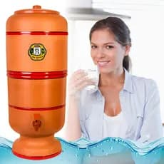 Filtro de Barro Talha 6 Litros COMPLETO com Vela Alcalina Tripla Ação Carvão Ativado + Boia Torneira