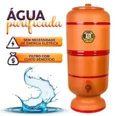 Filtro de Água Barro 6 litros PREMIUM com a MELHOR Vela Tripla Ação Alcalina Carvão + Bóia Torneira