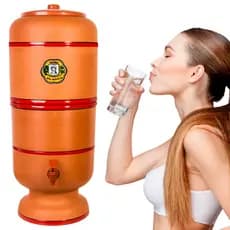 Filtro De Barro 6 Litros COMPLETO com Vela Tripla Ação Alcalina Carvão Ativado e Bóia