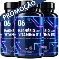 6 Magnésio + Vitamina B12 Energia, Foco e Disposição 60 Comprimidos - ENVIO RÁPIDO