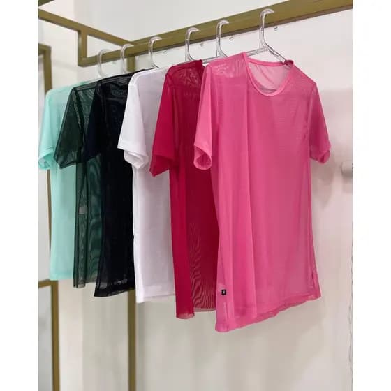 Blusa Esportiva Dry Fit com Tule De Manga