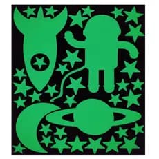37 img Adesivos Brilham no Escuro Fosforescentes Foguete, Astronauta, Lua, Estrelas Decoração Quarto