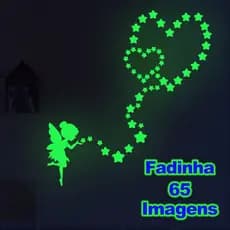 65 Img Adesivos Brilham no Escuro Fosforescente Fadinha, Estrelas - Decoração Quarto Infantil