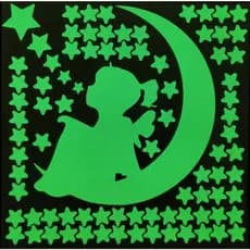 85 Img Adesivos Brilham no Escuro Fosforescente Fadinha, Lua - Decoração Quarto Infantil