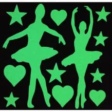 12 Img Adesivos Brilham no Escuro Fosforescente Bailarinas Interruptor - Decoração Quarto Infantil