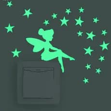 17 Img Adesivos Brilham no Escuro Fosforescente Fada Estrelas Interruptor Decoração Quarto Infantil
