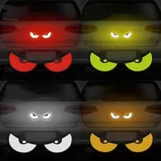 Par Adesivos Refletivos Olhos Macabros Carro Moto Capacete Segurança Veícular Tuning