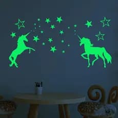31 Img Adesivos Fosforescentes Brilham no Escuro Unicórnios  Estrelas - Decoração Quarto Infantil