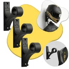 Suporte de Capacete Parede com Gancho Porta Chaves Preto Organizador para Capacete de Moto Bike Motocross e Skate