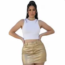 Cropped Feminino Regata Básica Verão Top Suplex Casual Básico