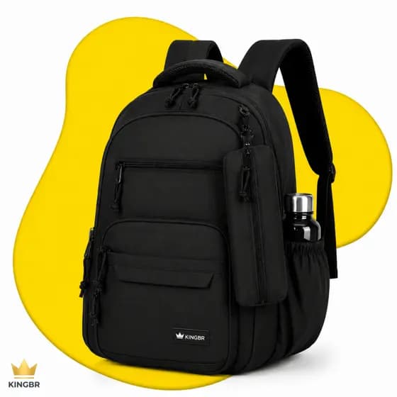 Mochila Feminina Escolar Faculdade Grande Capacidade Impermeável Disponível em Preto Azul Lilás Rosa
