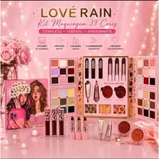 Kit Paleta Sombra Iluminador Blush | Maquiagem multifuncional 39 cores+10 itens Gloss, batons|Alta pigmentação Love Rain