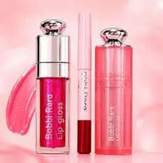 Kit Labial 3 em 1 Bobbi Rara - Balm hidratante, Gloss e Lapis labial