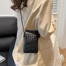 Bolsa De Celular Em Tecido Trançado Design Exclusivo Bolsa Feminina Ombro Transversal Crossbody De Couro PU T306 VT