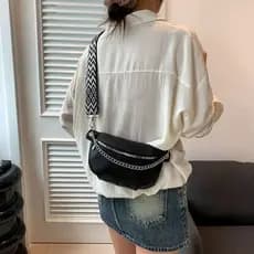 Bolsa Feminina Com Alça Lateral Transversal Corrente De Couro BT109 VT