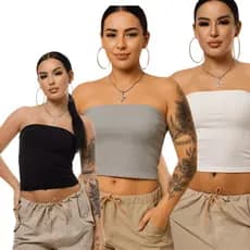 Tube Top Suplex Faixa Blusa Feminino Duplo Cropped Tubinho Básico Suplex Blogueira Premium
