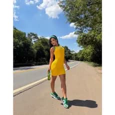 Vestido Brasil Feminino Tubinho Canelado Brazilcore  2026