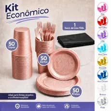 Kit Descartáveis Econômico 50 Pessoas Festas Confraternização