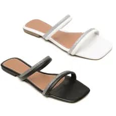 Kit 2 Rasteirinhas Feminina com Strass Confortável Fashion Verão