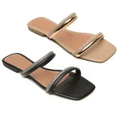 Kit 2 Rasteirinhas Feminina com Strass Confortável Verão