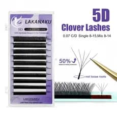 LAKANAKU Cilios 5D Extensão De Cílios Em Forma De W Flor C/D Curl Individual Volume