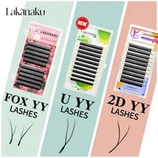 Cílios LAKANAKU em forma de U Forma de Cílios YY Extensão de Cílios 2D UU Cílios De Volume Natural