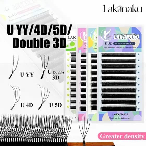 Lakanku Fio U Shape YY 3D 4D 5D W Extensão De Cílios De Cils Fibras Tecnológicas Macias Bloom