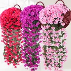 Planta De Vime Artificial Rosa Flor Pendurada Decoração De Parede Casamento Jardim De Casa