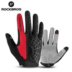Luvas De Bicicleta ROCKBROS De Dedo Cheio De Tela Respiravel À Prova De Choque Longas Primavera Verão MTB Ciclismo De Estrada