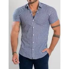 Camisa Xadrez Manga Curta Slim Estilo Verão Casual Respirável Preço Baixo Direto Da Fábrica
