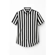 Camisa Plus Size Masculina Social Estampada listrada Manga Curta viscolinho G1-G4