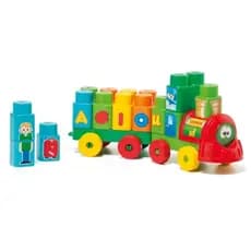 Trenzinho Didático Colorido Com Blocos Educativos 28 Peças para Encaixar e Brincar - Baby Land