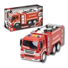 Caminhão De Bombeiros City Rescue Sons E Luzes Fricção Cor Vermelho Personagem Bombeiro