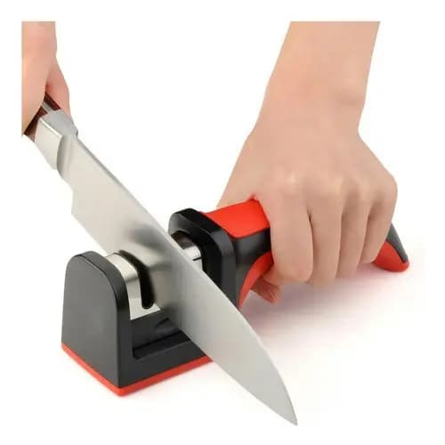 Amolador Afiador De Facas Adaga Tesouras 3 Em 1 Profissional Cor Vermelho
