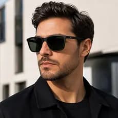 Oculos De Sol Preto Unissex Quadrado Lente Escura Com Case Paninho Uso Diario Masculino