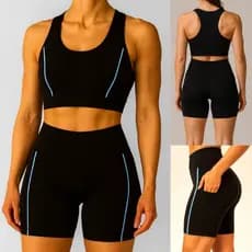 Conjunto Academia Feminino Suplex Poliéster Top com Bojo Shorts com Bolso Fitness Treino