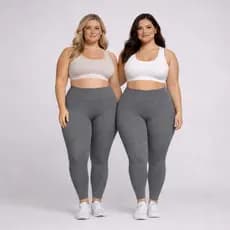 Kit 2 Leggings Plus Size Feminina Preta ou Cinza Cintura Alta Academia Fitness Suplex