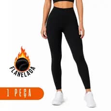 Calça Legging Preta Peluciada Cintura Alta Para Inverno Flanelada Quentinha Frio Feminina
