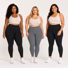 Kit 3 Legging Plus Size Preta E Cinza Cós Alto Confortável Para Treino E Dia A Dia