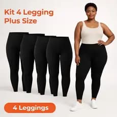 Kit 4 Calça legging preta/ cinza plus size confortável para academia