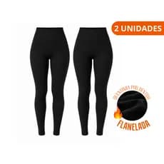 Kit 2 Leggings Flaneladas Feminina Quentinha Cós Alto Peluciada Inverno Calça Preta