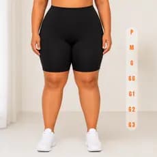 Bermuda Legging Feminina Preta Shorts Poliéster Cintura Alta Cós Largo Academia P Ao G3