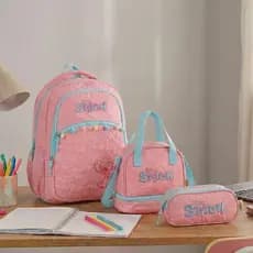 Kit Mochila De Costas Stitch Disney Com Lancheira Térmica E Estojo Box Escolar Feminina