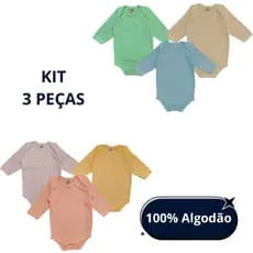 Promoção KIT Bodys Bebê 3 Peças Lisas (Cores Variadas)